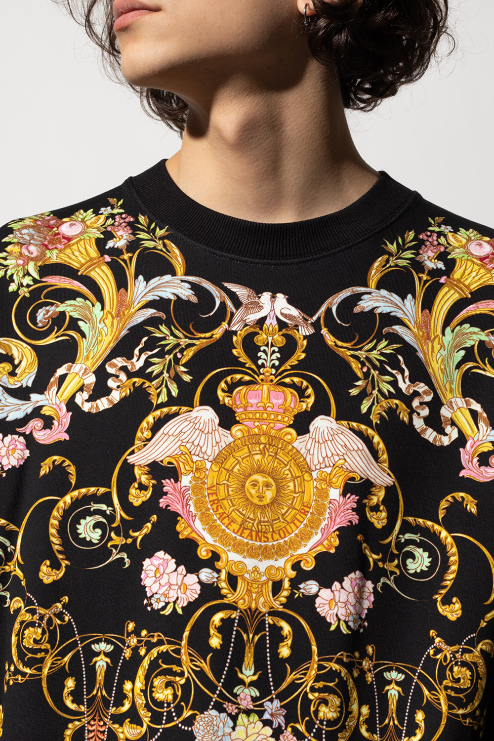 black poplin logo shirt Baroque print sweatshirt